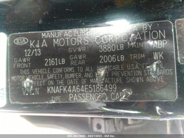 KNAFK4A64E5186499 KIA FORTE LX