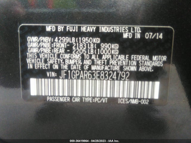 JF1GPAR63E8324792 Subaru Impreza Wagon 2.0i Sport Limited