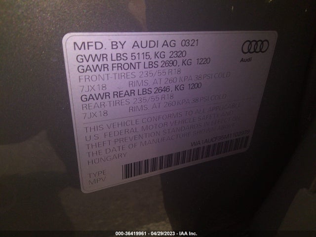 WA1AUCF35M1102979 Audi Q3 PREMIUM
