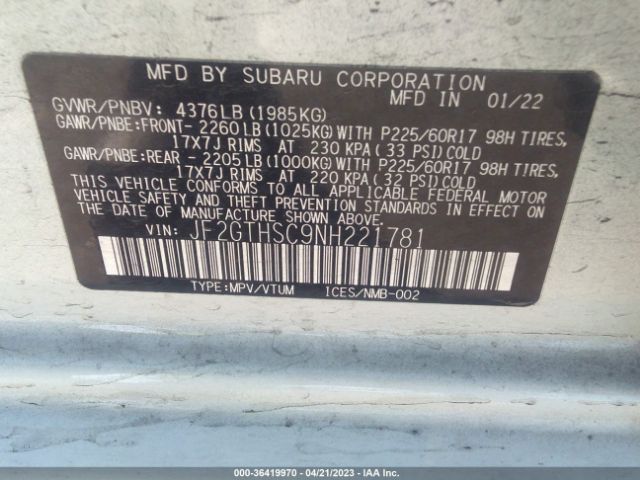 JF2GTHSC9NH221781 Subaru Crosstrek Sport