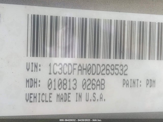 2013 DODGE DART AERO VIN: 1C3CDFAH0DD269532