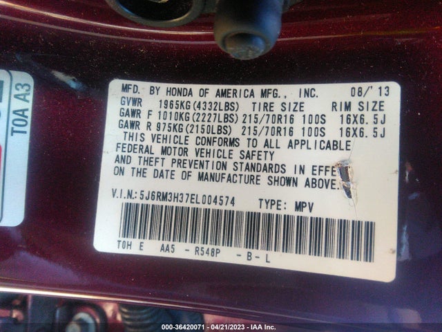 Honda CR-V LX 2014 5J6RM3H37EL004574 Image 9