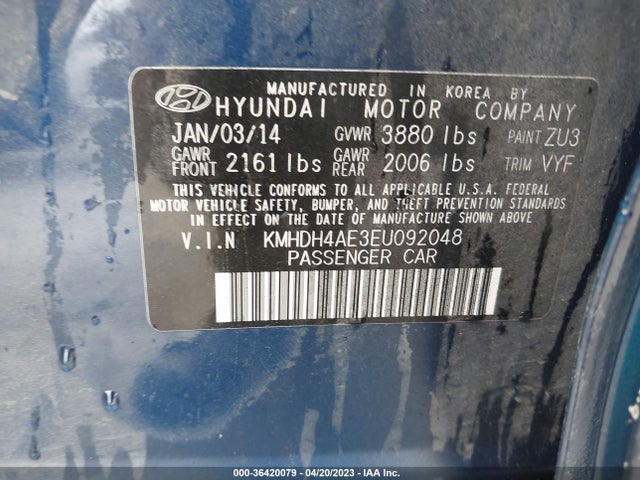 Hyundai ELANTRA SE 2014 KMHDH4AE3EU092048 Image 10