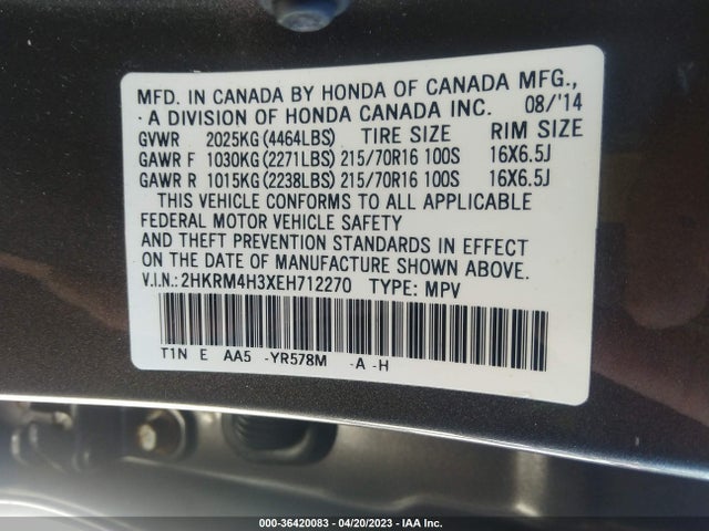 Honda CR-V LX 2014 2HKRM4H3XEH712270 Image 9