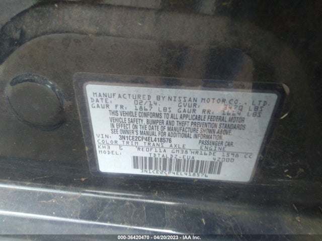 2014 NISSAN VERSA NOTE S/S PLUS/SV VIN: 3N1CE2CP4EL418576