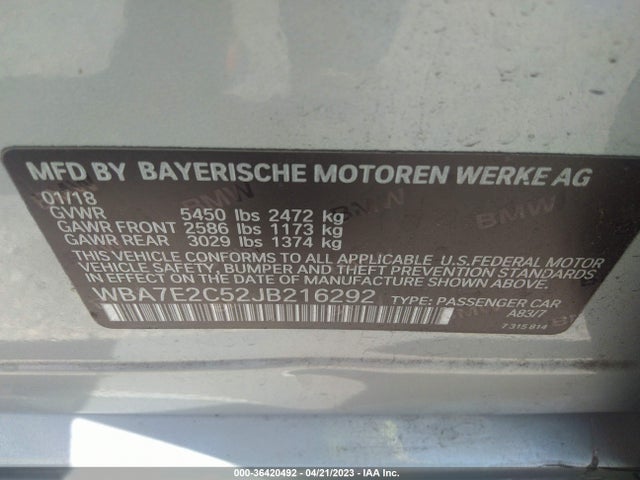 BMW 7 Series 740i 2018 WBA7E2C52JB216292 Image 9