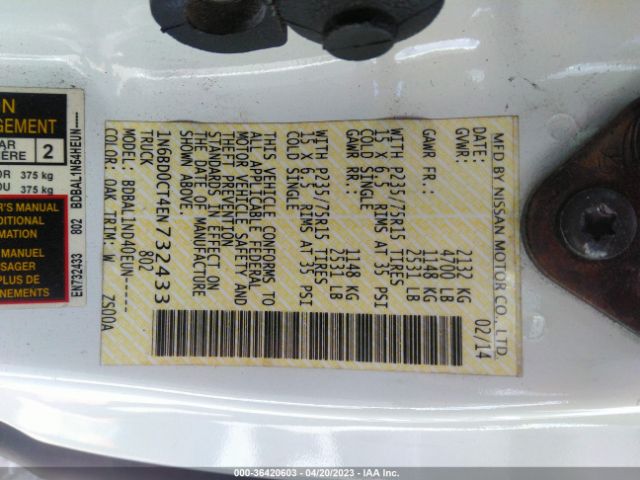 1N6BD0CT4EN732433 Nissan Frontier S/sv