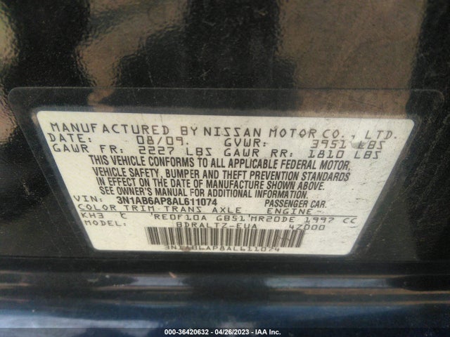 2010 NISSAN SENTRA 2.0 S VIN: 3N1AB6AP8AL611074
