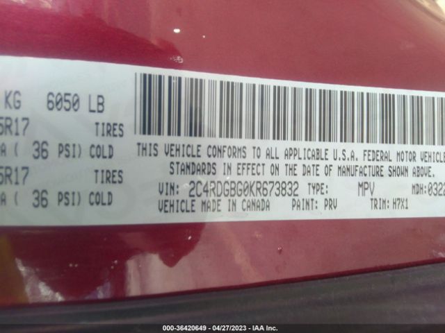 2C4RDGBG0KR673832 Dodge Grand Caravan Se