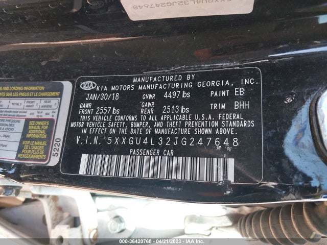 KIA OPTIMA EX 2018 5XXGU4L32JG247648 Image 10