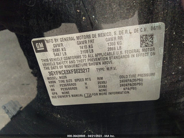 3GYFNCE3XFS623217 Cadillac Srx Performance Collection