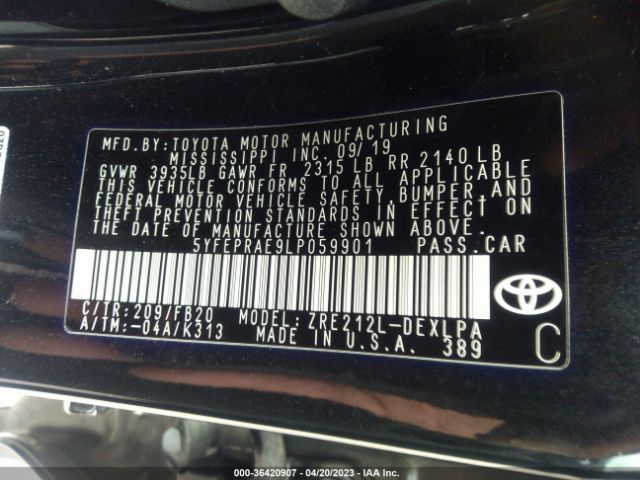 5YFEPRAE9LP059901 Toyota COROLLA LE