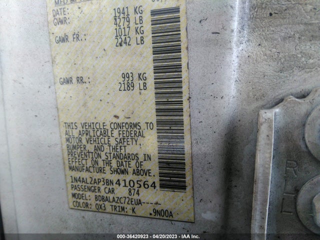 2011 NISSAN ALTIMA 2.5 VIN: 1N4AL2AP3BN410564