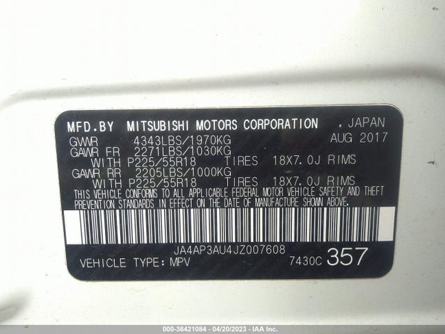 2018 MITSUBISHI OUTLANDER SPORT 2.0 VIN: JA4AP3AU4JZ007608