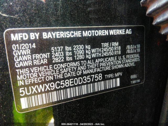 5UXWX9C58E0D35758 BMW X3 Xdrive28i