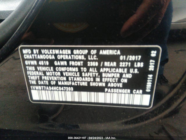 1VWBT7A34HC047203 Volkswagen Passat 1.8t Se