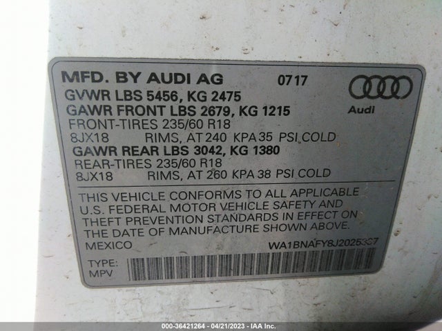 WA1BNAFY8J2025337 Audi Q5 Premium Plus