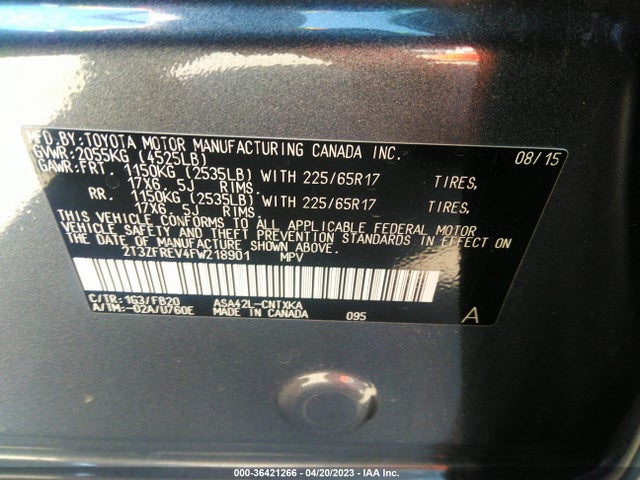 Toyota RAV4 LE 2015 2T3ZFREV4FW218901 Image 9