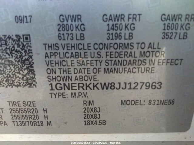 Chevrolet Traverse Premier 2018 1GNERKKW8JJ127963 Image 10