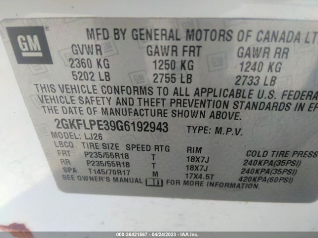 2GKFLPE39G6192943 GMC Terrain Slt