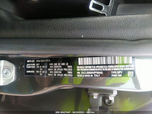 ZACCJBBBXHPF60442 Jeep Renegade Latitude