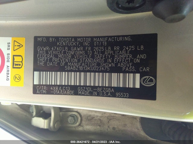 58ABZ1B13KU023475 Lexus Es Es 350