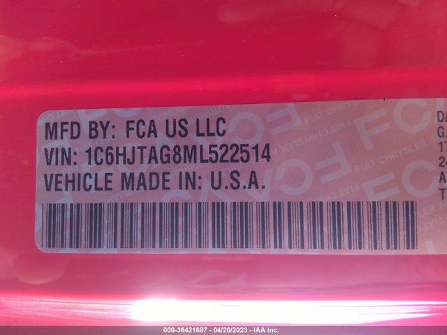 1C6HJTAG8ML522514 Jeep Gladiator Sport