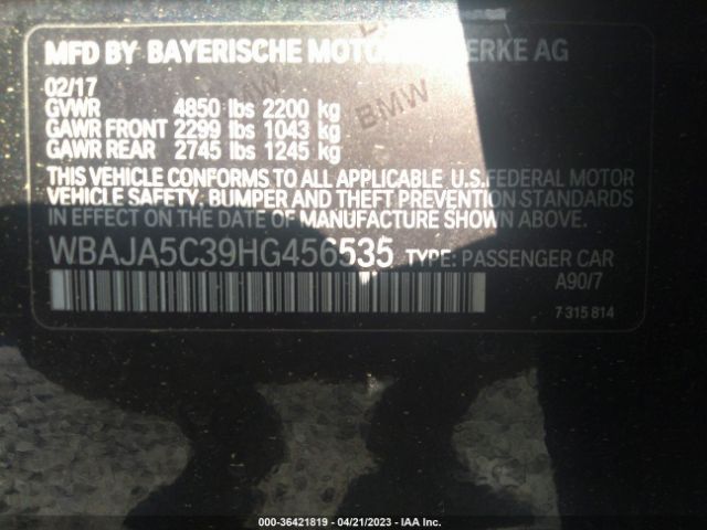 WBAJA5C39HG456535 BMW 5 Series 530i