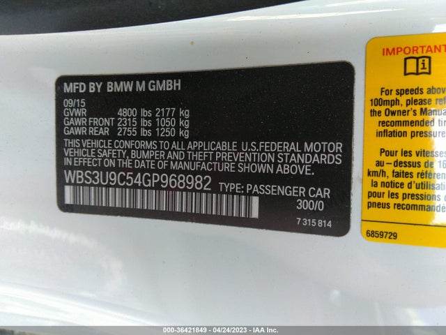 BMW M4 2016 WBS3U9C54GP968982 Image 9