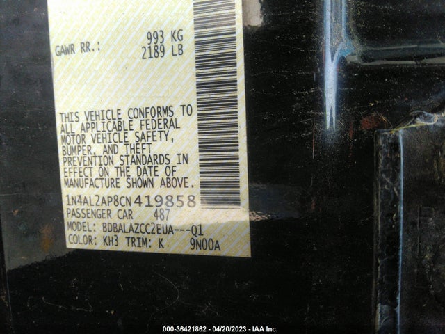 2012 NISSAN ALTIMA 2.5 VIN: 1N4AL2AP8CN419858
