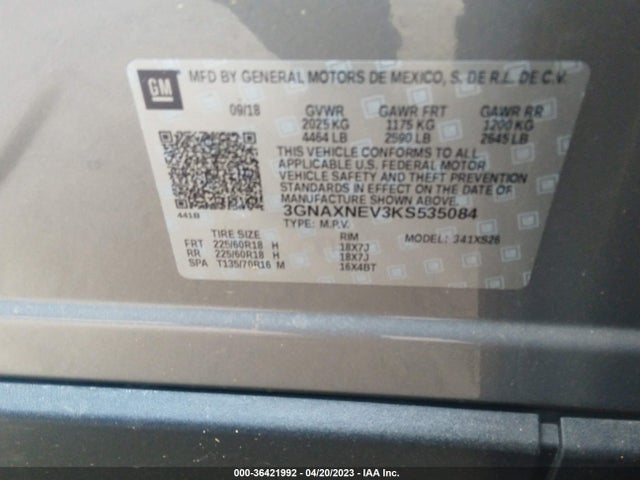 Chevrolet Equinox Premier 2019 3GNAXNEV3KS535084 Image 9