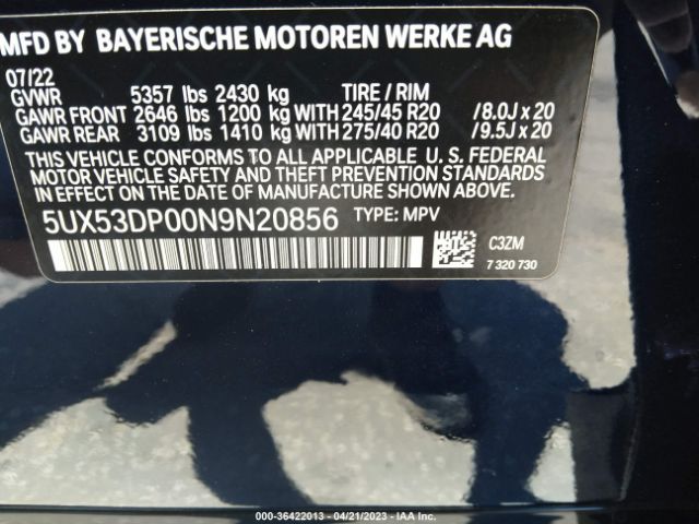 5UX53DP00N9N20856 BMW X3 Xdrive30i