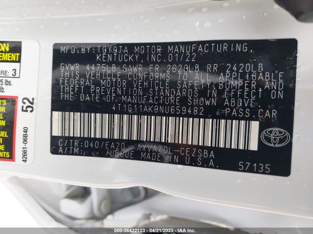 Toyota CAMRY SE 2022 4T1G11AK9NU659482 Image 11