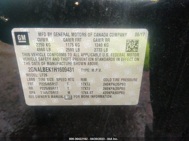 Chevrolet EQUINOX LS 2017 2GNALBEK1H1609431 Image 10