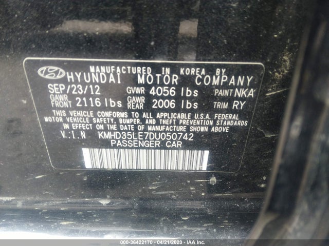 2013 HYUNDAI ELANTRA GT VIN: KMHD35LE7DU050742
