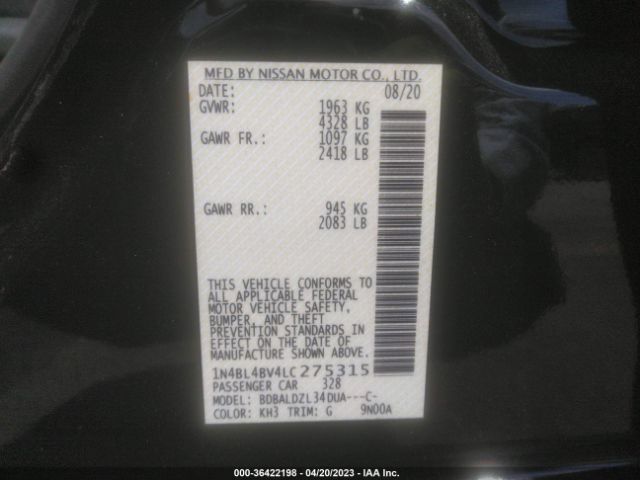 1N4BL4BV4LC275315 Nissan Altima 2.5 S