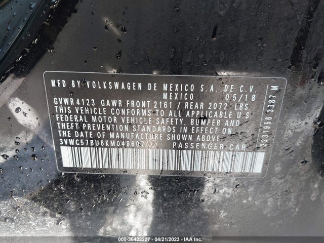 3VWC57BU6KM048607 Volkswagen Jetta S/se/r-line