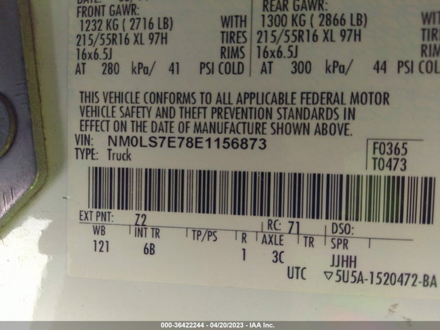 NM0LS7E78E1156873 Ford Transit Connect Xl