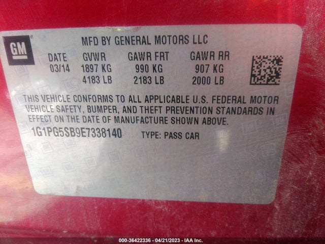 Chevrolet CRUZE LTZ 2014 1G1PG5SB9E7338140 Image 9