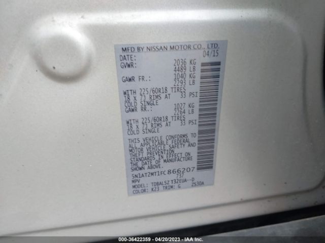 5N1AT2MT1FC866207 Nissan Rogue Sl