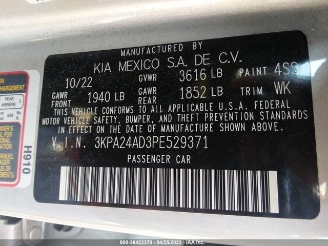2023 KIA RIO S VIN: 3KPA24AD3PE529371