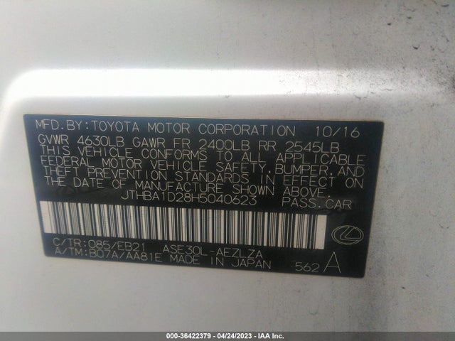 JTHBA1D28H5040623 Lexus Is Is Turbo