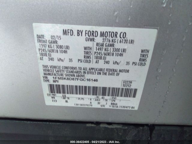1FM5K8D87FGC16146 Ford EXPLORER XLT