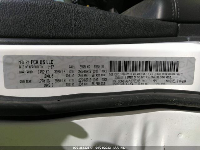 1C4RDHAG7HC789392 Dodge Durango Sxt