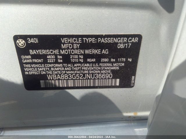 WBA8B3G52JNU36690 BMW 3 Series 340i