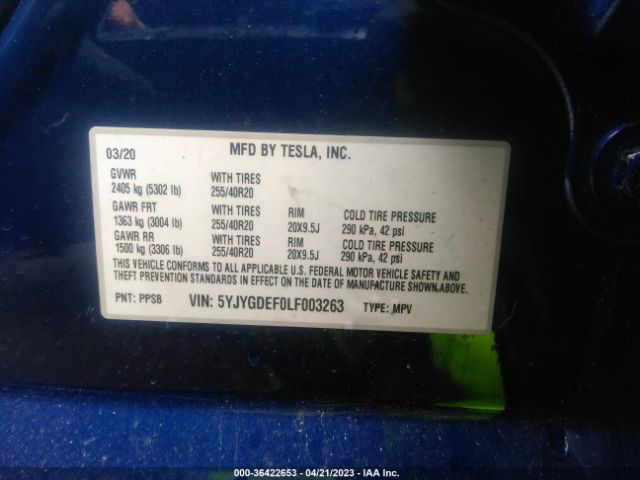 5YJYGDEF0LF003263 Tesla Model Y Long Range