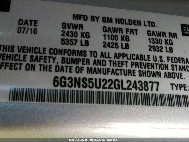 2016 Chevrolet Caprice, VIN: 6G3NS5U22GL243877