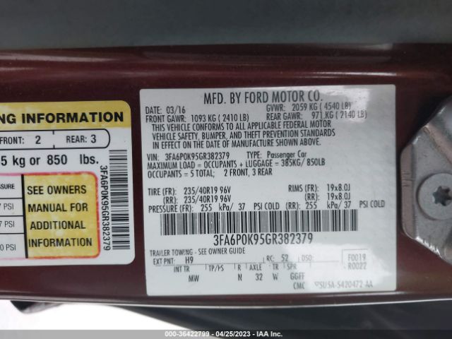 3FA6P0K95GR382379 Ford Fusion Titanium