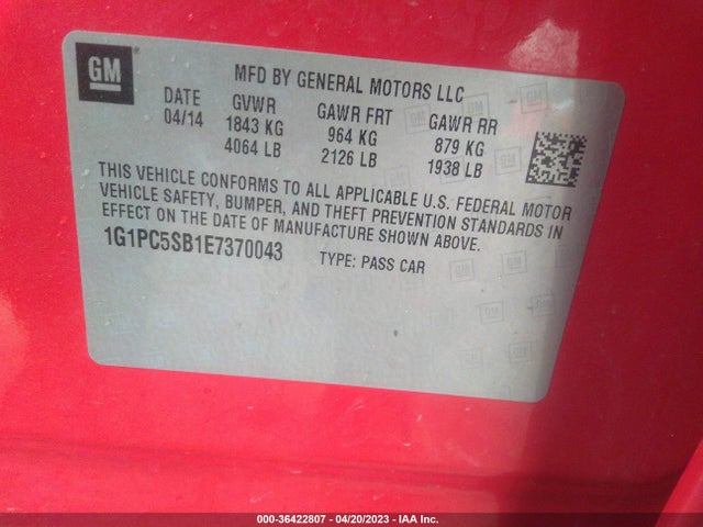 Chevrolet Cruze 1lt 2014 1G1PC5SB1E7370043 Image 10