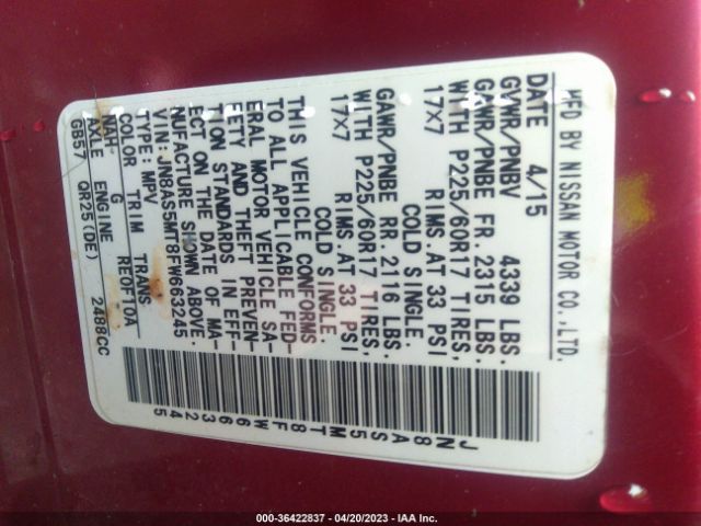JN8AS5MT8FW663245 Nissan Rogue Select S
